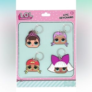 16 Keychains Total L.O.L SURPRISE 4 -4 packs Bendable Rubber Keychains, Pink